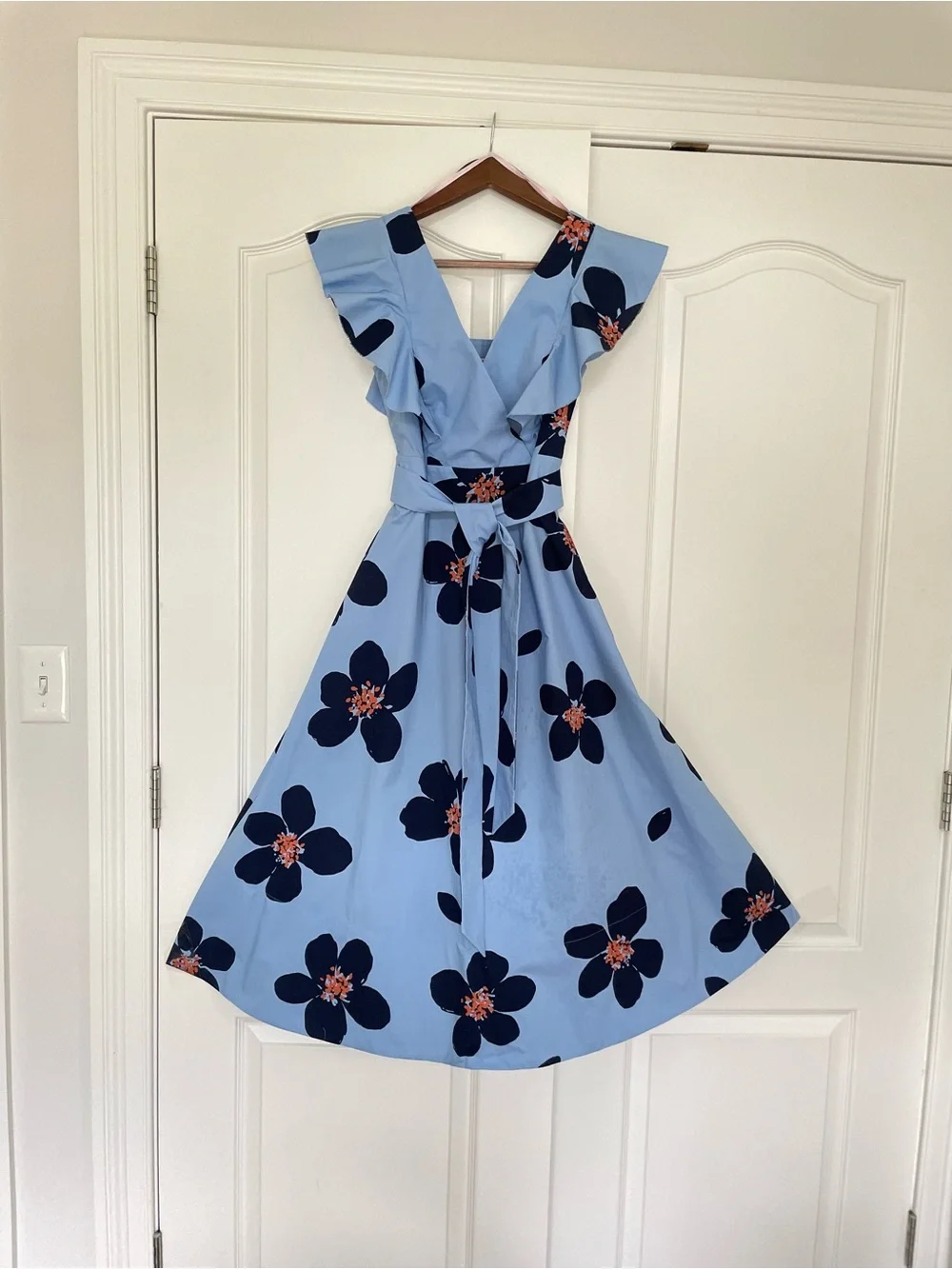 Kate Spade Grand Flora Poplin Midi Dress NWT Size 2 Blue Heron Cutout Back